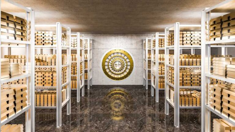 A vault filled with gold bars
